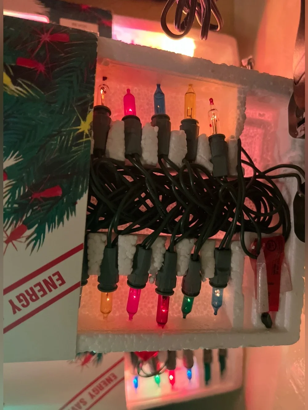 UL 35 Miniature Light Set Lot Of 3 Multi Color Vintage Christmas Energy Saver